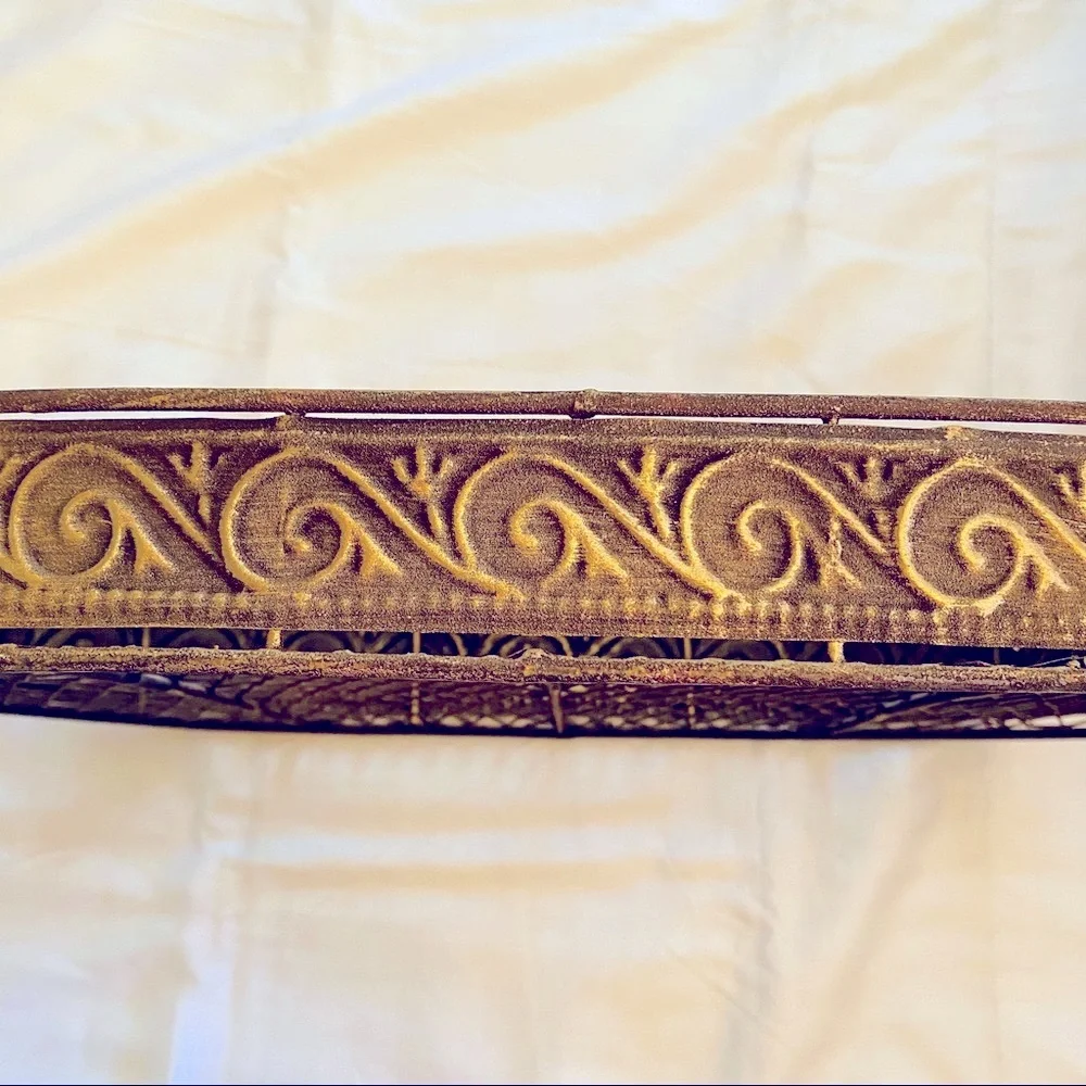 Metal Tray Golden patina look By Pier 1 NWOT